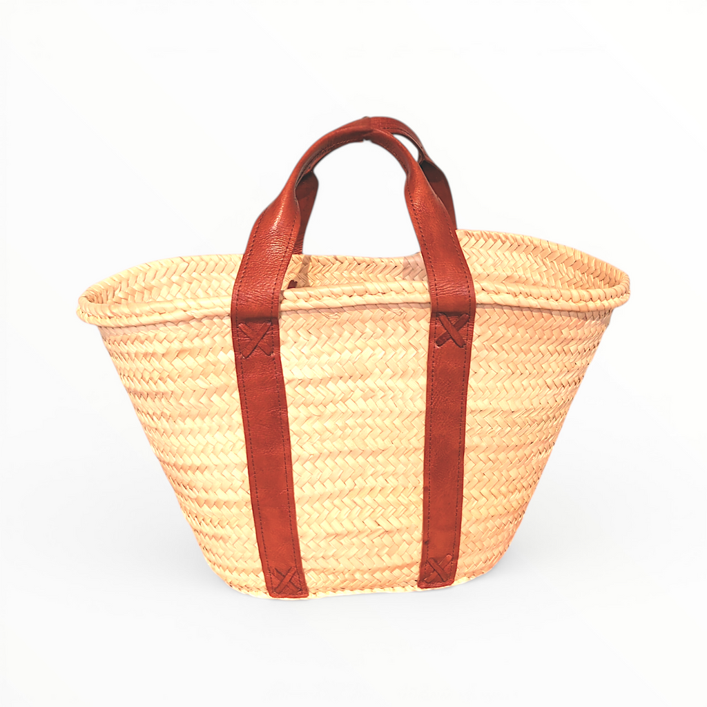 Handwoven Moroccan Basket Bag - Tan