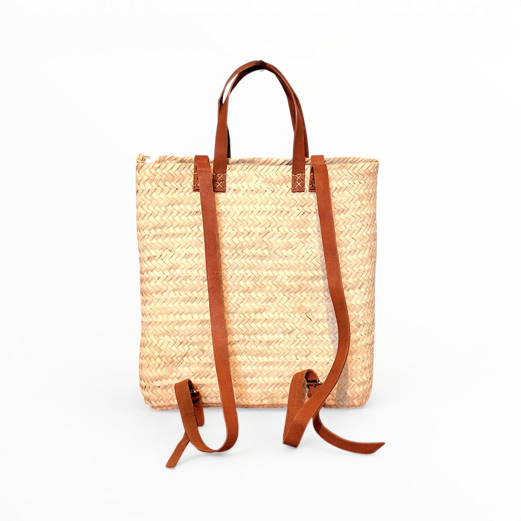 Straw backpack, Hipster backpack, beach bag, summer backpack: Brown